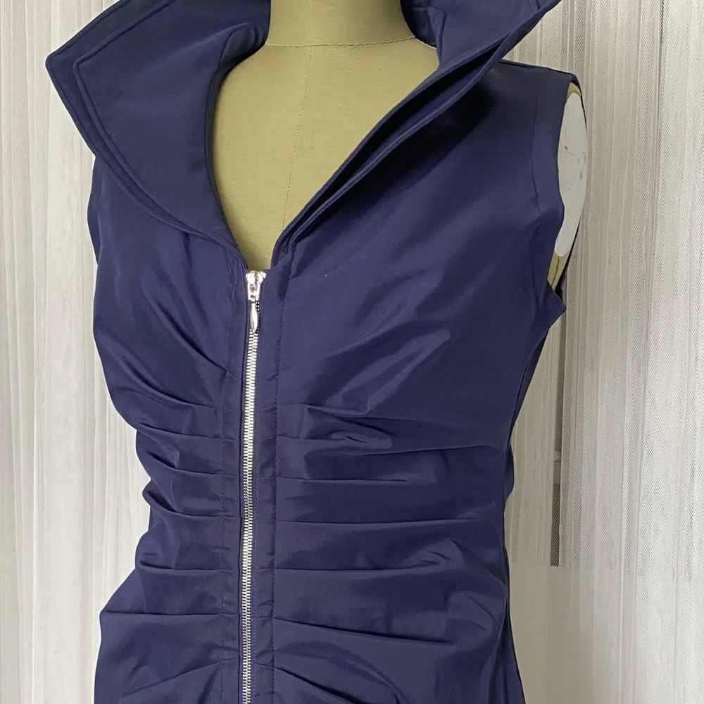 Joseph Ribkoff Navy Sleeveless Zip-Up Midi Dress Size 10 - Picture 5 of 16